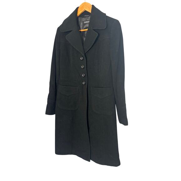GUESS Vintage Y2K Black Wool Blend Long Coat M
Trench Pea Coat Pockets - Picture 2 of 6